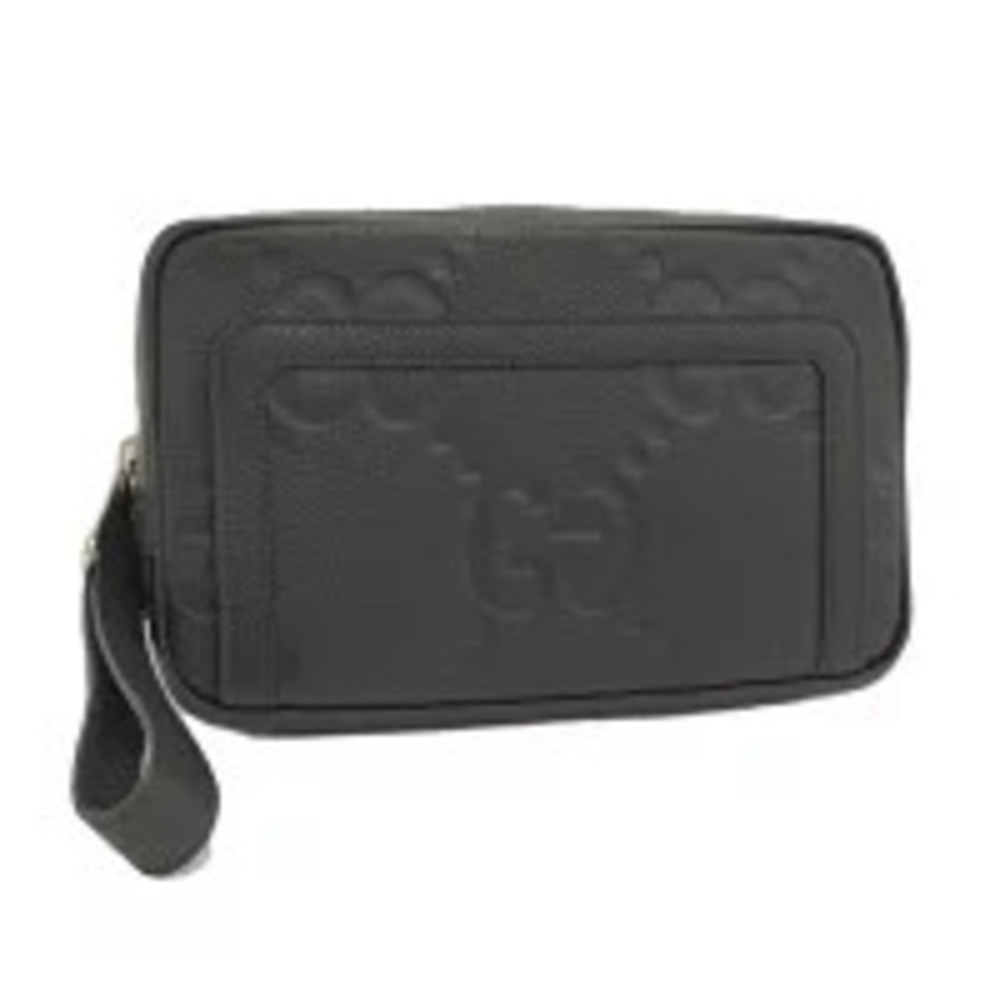 GUCCI Jumbo GG Leather Clutch Bag Black